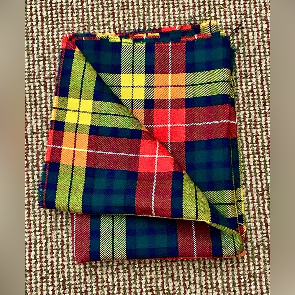 Mid Century Vintage Scottish Wool Buchanan Tartan Plaid Fabric Swatch
